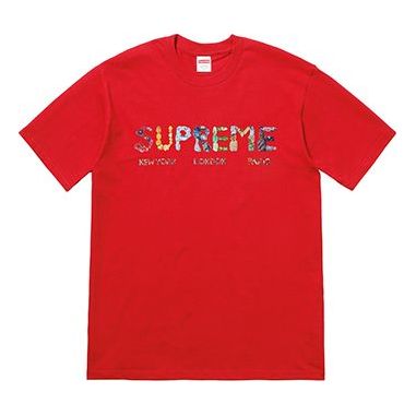 

Футболка ss18 rocks tee red alphabet logo short sleeve Supreme, красный