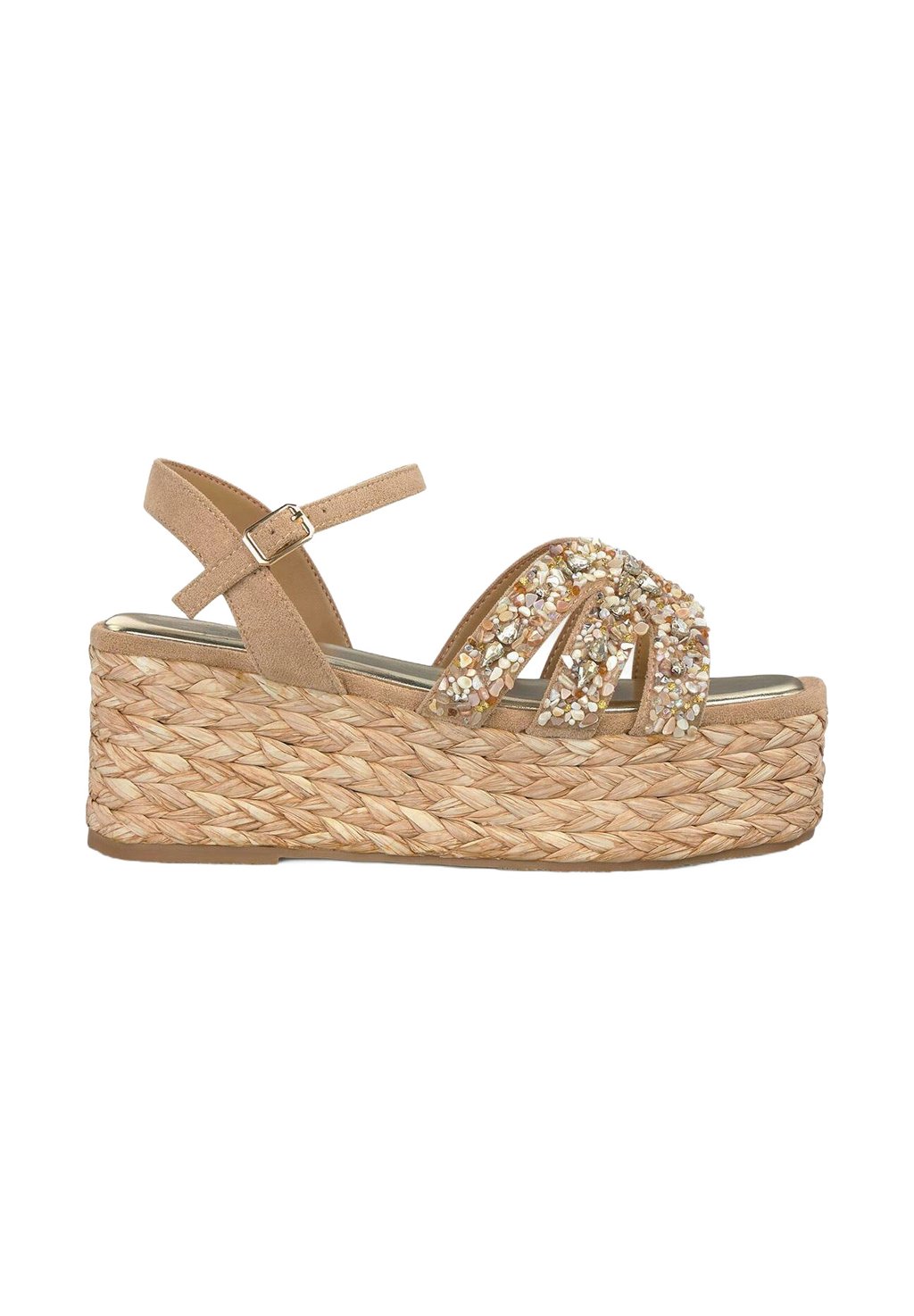 Босоножки на танкетке CON PUNTERA Y CIERRE HEBILLA - Espadrilles Alma Blue, светло-коричневый