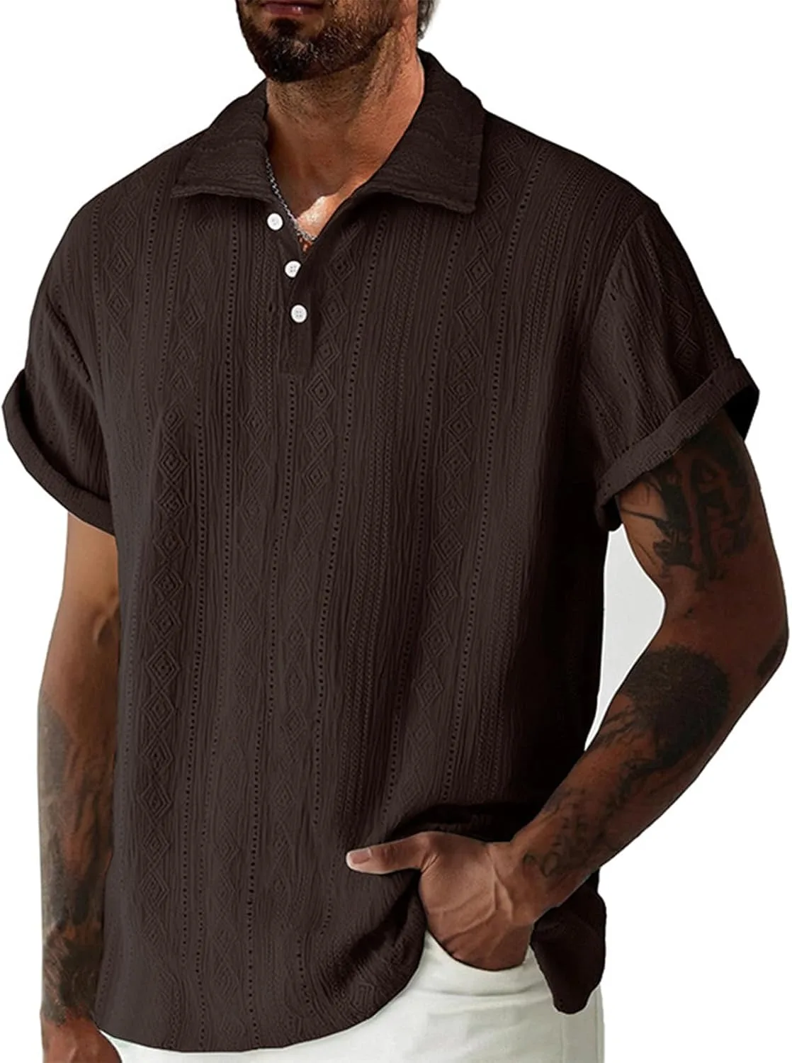 

Мужская поло с коротким рукавом Casual Jacquard Slim Fit