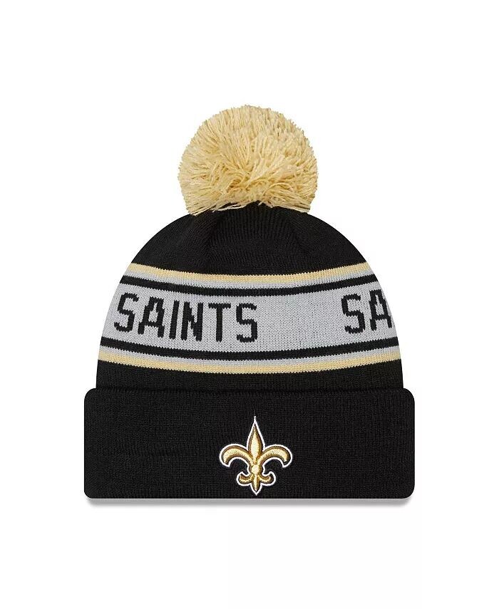

Мужская черная вязаная шапка New Orleans Saints с манжетами и помпоном New Era