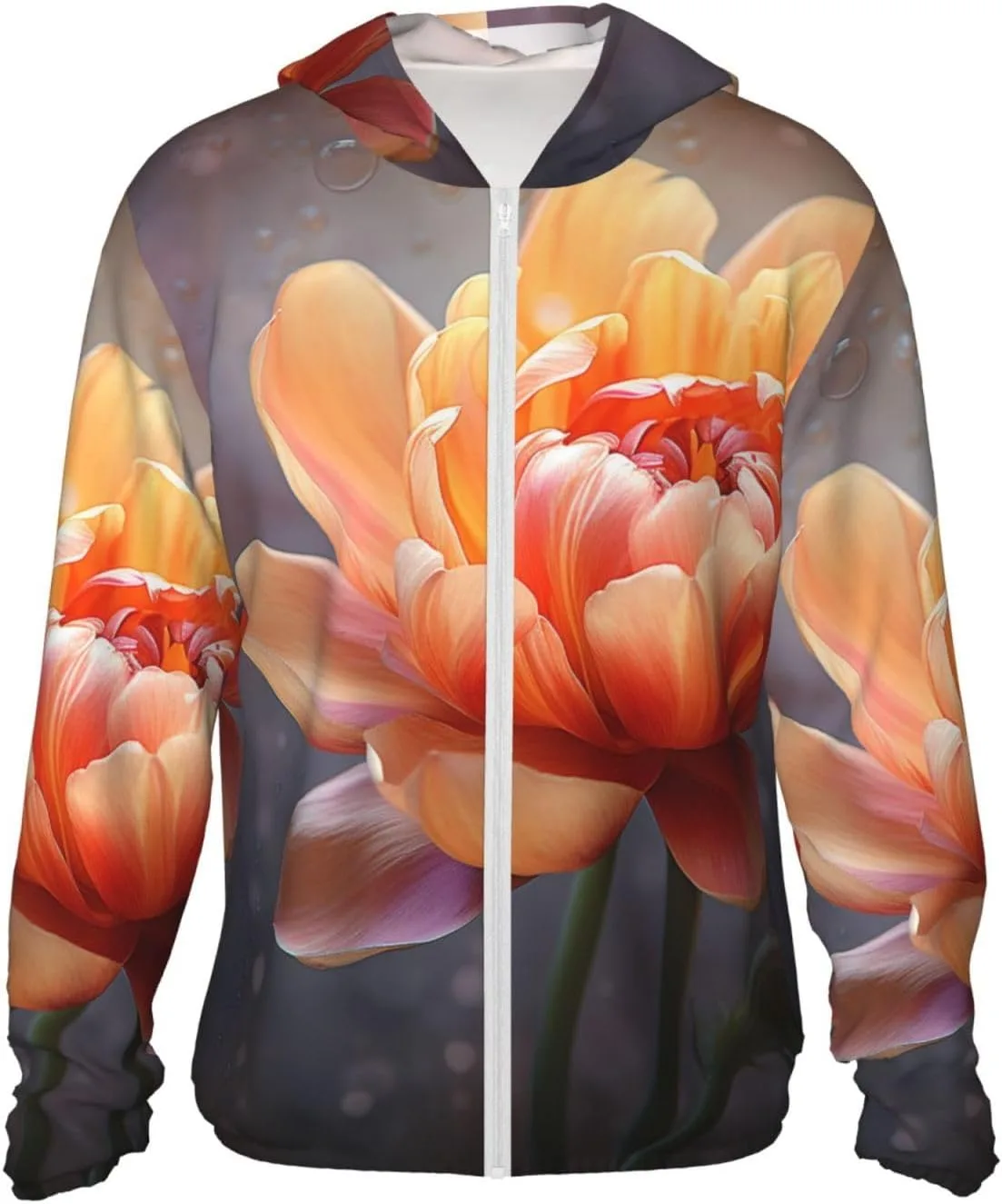 

UPF 50+ худи для защиты от солнца с принтом цветов HCBPWVQA