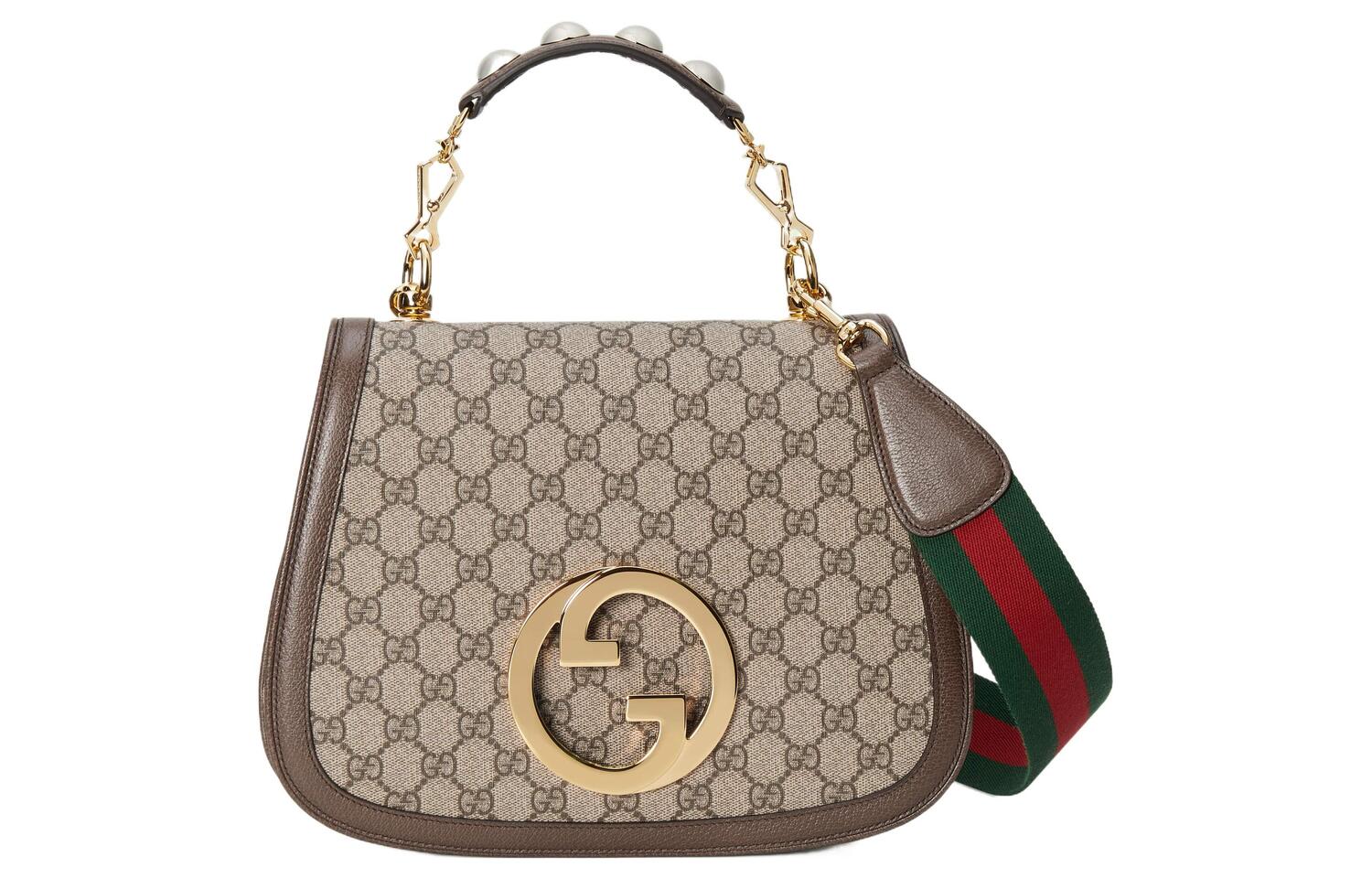 

GUCCI Блонди холщовая с кожаной отделкой сумка через плечо