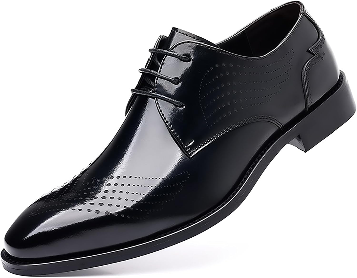 

Мужские модные классические туфли с принтом из кожи, дерби с шнуровкой, низкий толстый каблук, простой носок, для повседневной носки, работы, свадьбы и офиса Nengmaon, черный