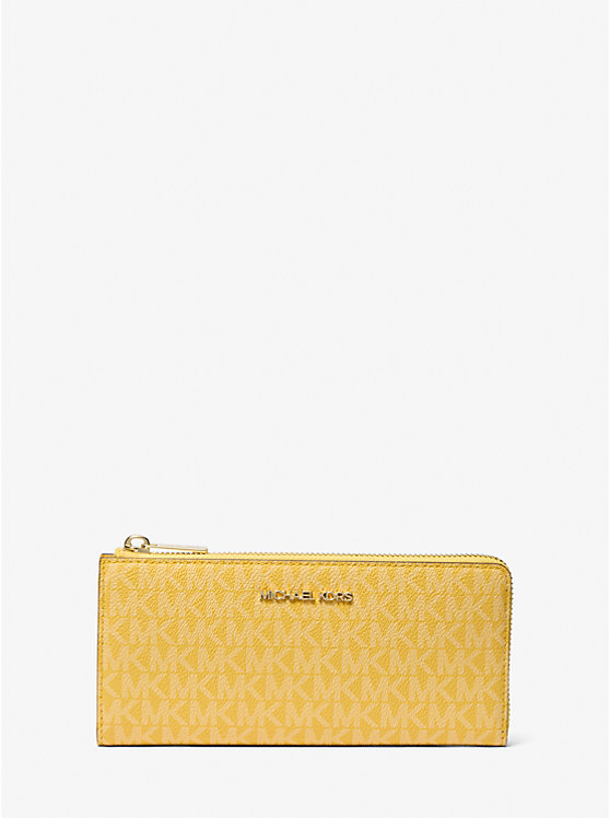 

Кошелек Jet set travel с большим фирменным логотипом на четверть молнии Michael Kors, желтый