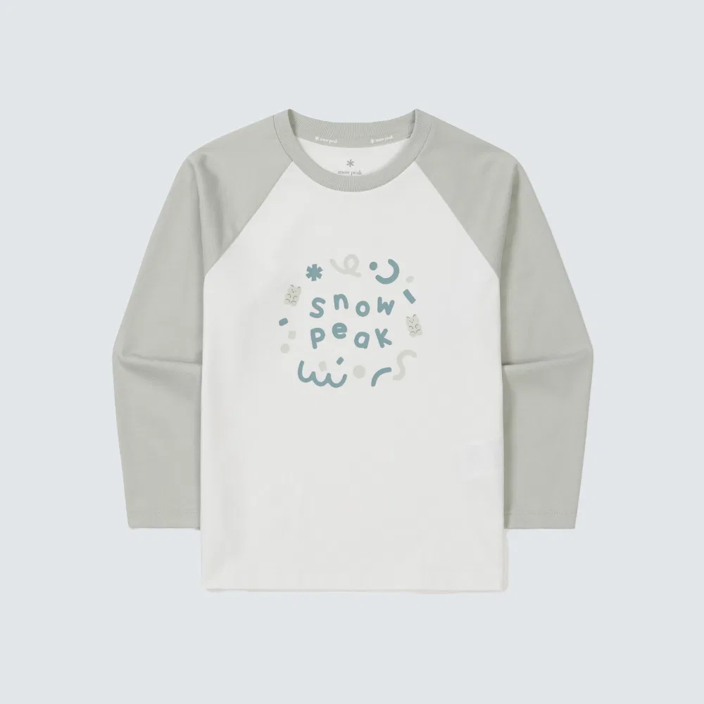 Детская футболка реглан с контрастными рукавами, мятно-хаки, от Snowpeak Apparel Kids — фото 2