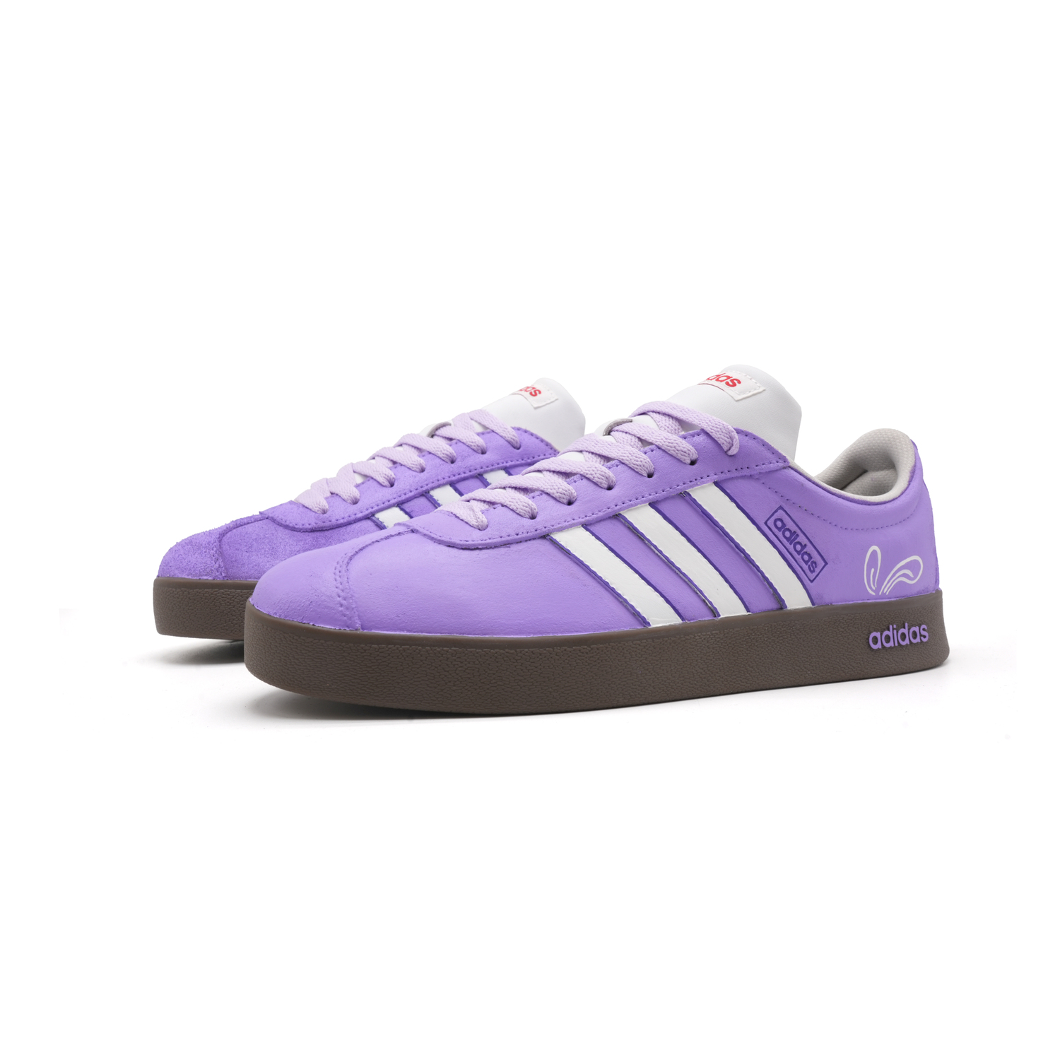 Adidas VL COURT 20 Кожаные низкие скейтбордистские кроссовки унисекс, фиолетовые — фото 4