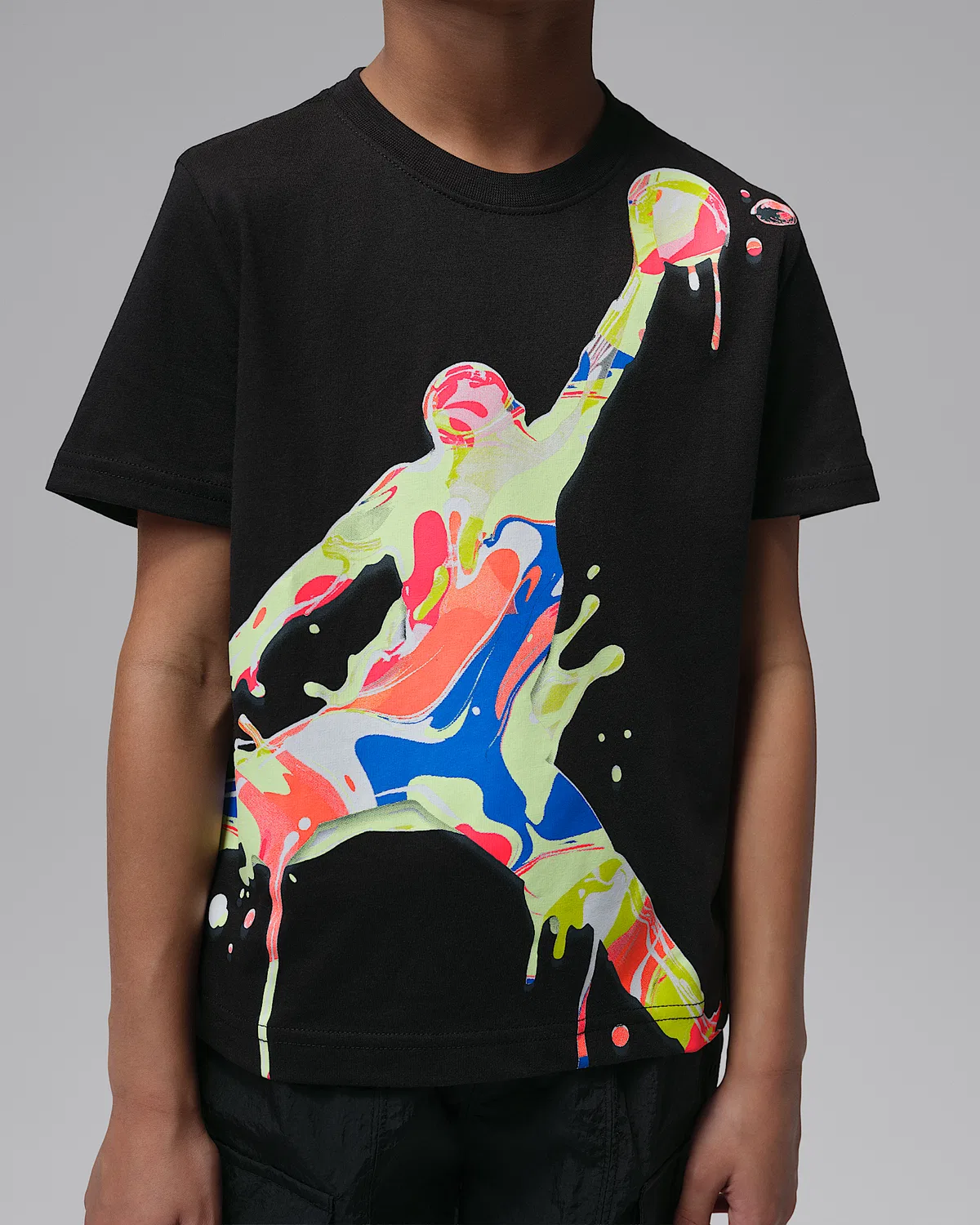 Детская футболка Jordan Super Splash Little Kids' Paint Spill Jumpman, Black — фото 4