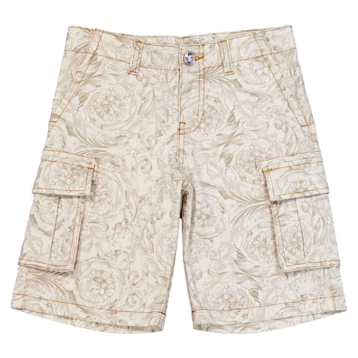

Молодые Versace Boys Джинсовые шорты-карго с принтом Barocco Young Versace, бежевый