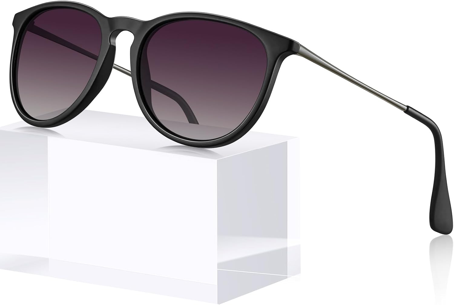 

Винтажные круглые солнцезащитные очки STGATN для женщин, поляризованные, с защитой от УФ-излучения, модный ретро-дизайнерский стиль ST028, 4. Matte Black Frame Gradient Purple Lens