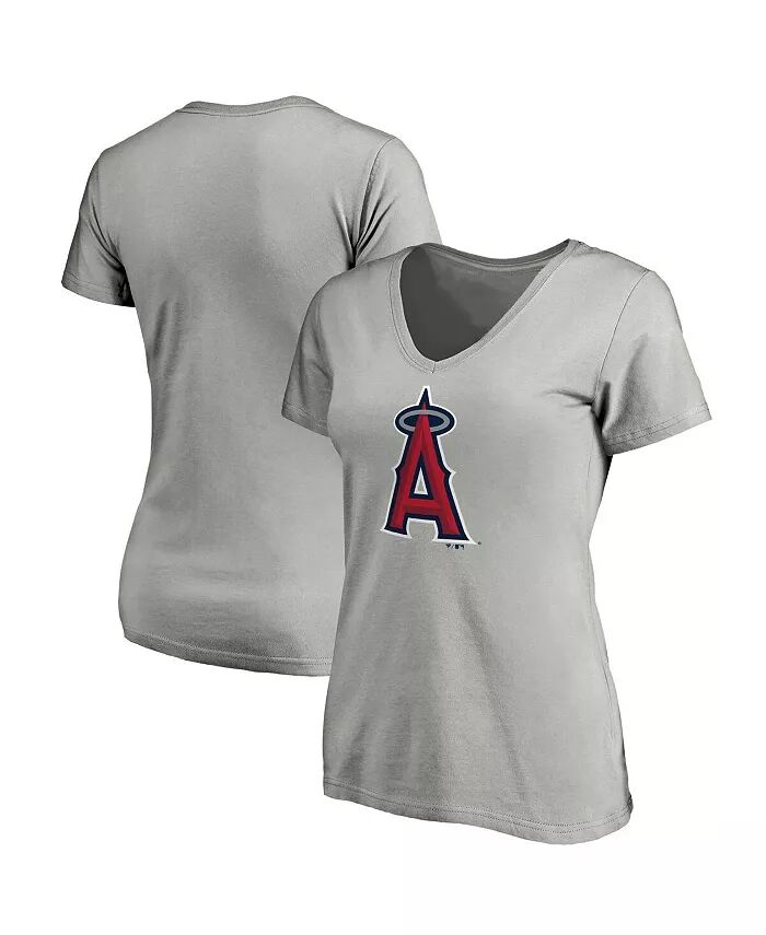 

Женская футболка с V-образным вырезом и официальным логотипом Los Angeles Angels Core, серого цвета Fanatics