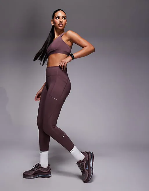Темно-фиолетовые леггинсы Nike Running Swift Dri-FIT 7/8 — фото 2