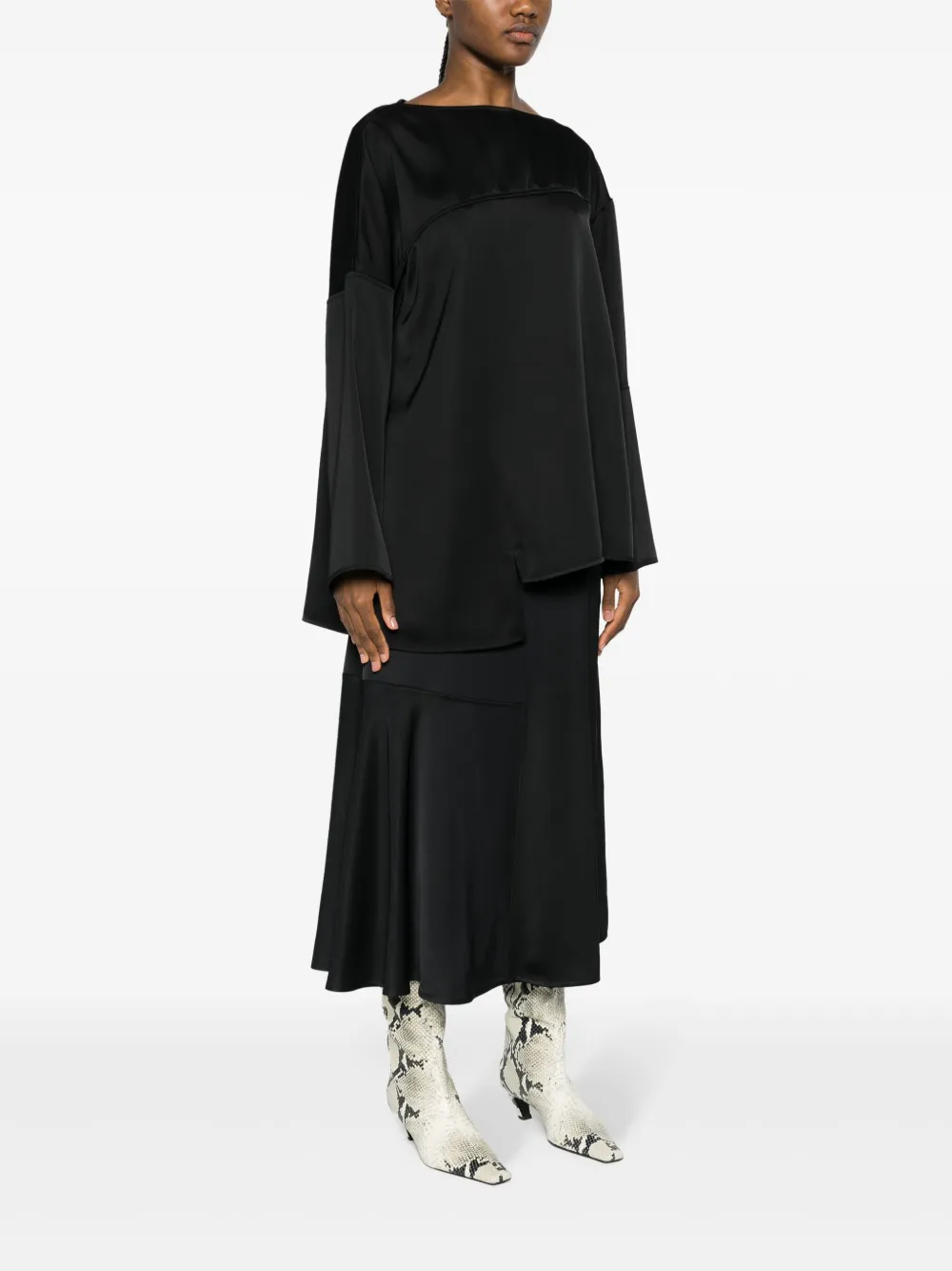 Футболка со вставками и длинными рукавами JIL SANDER, черный — фото 3