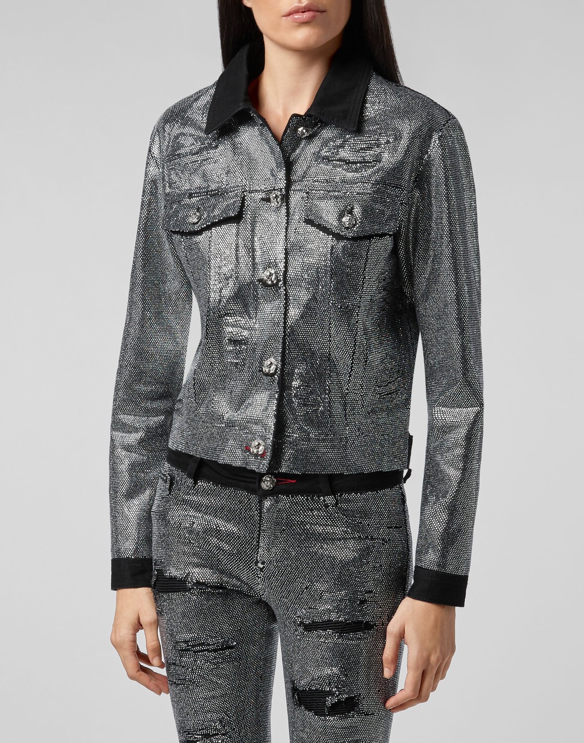 

Джинсовая куртка Кристалл Philipp Plein, черный