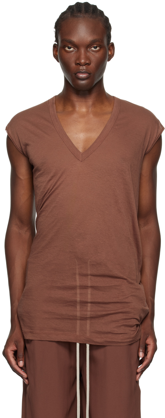 

Футболка Porterville Deep V коричневого цвета Rick Owens