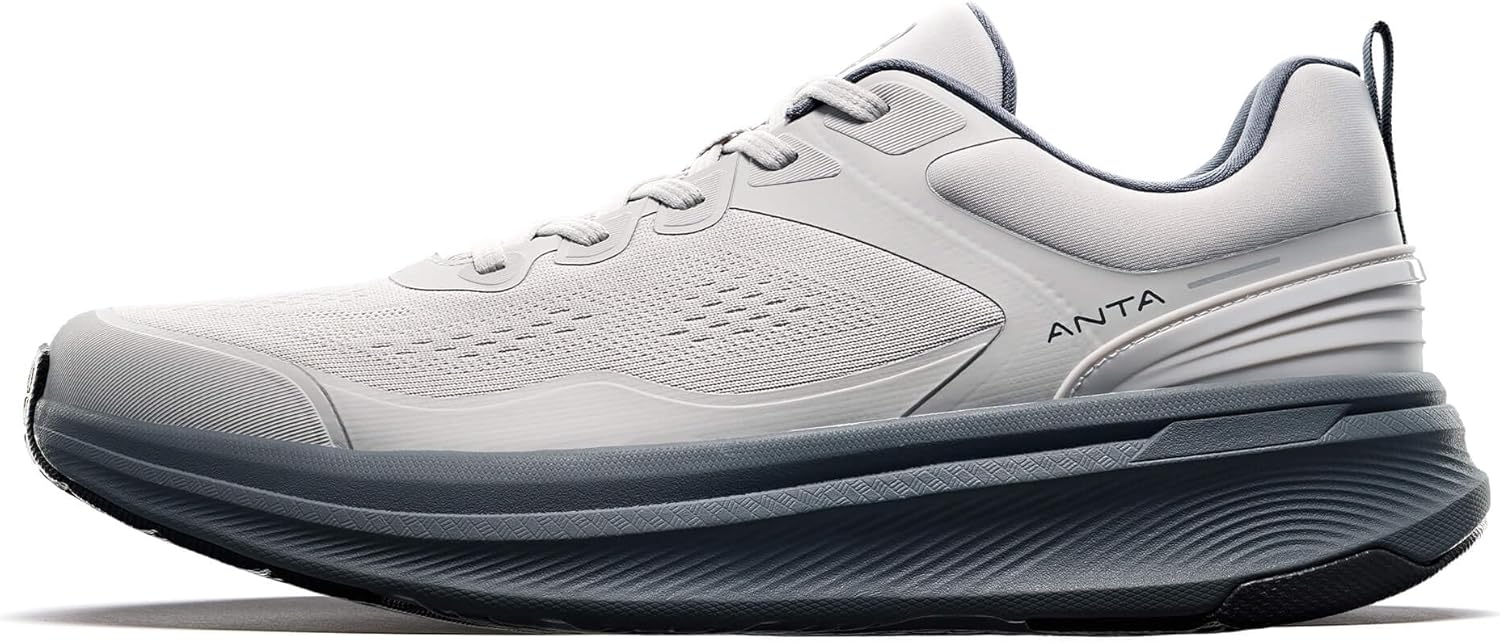 

Мужские кроссовки ANTA Ebuffer 9.0 для ходьбы с амортизированной, удобной и дышащей стелькой, средней подошвой с высоким возвратом энергии для поездок, бега, городской ходьбы и тренировок, серый