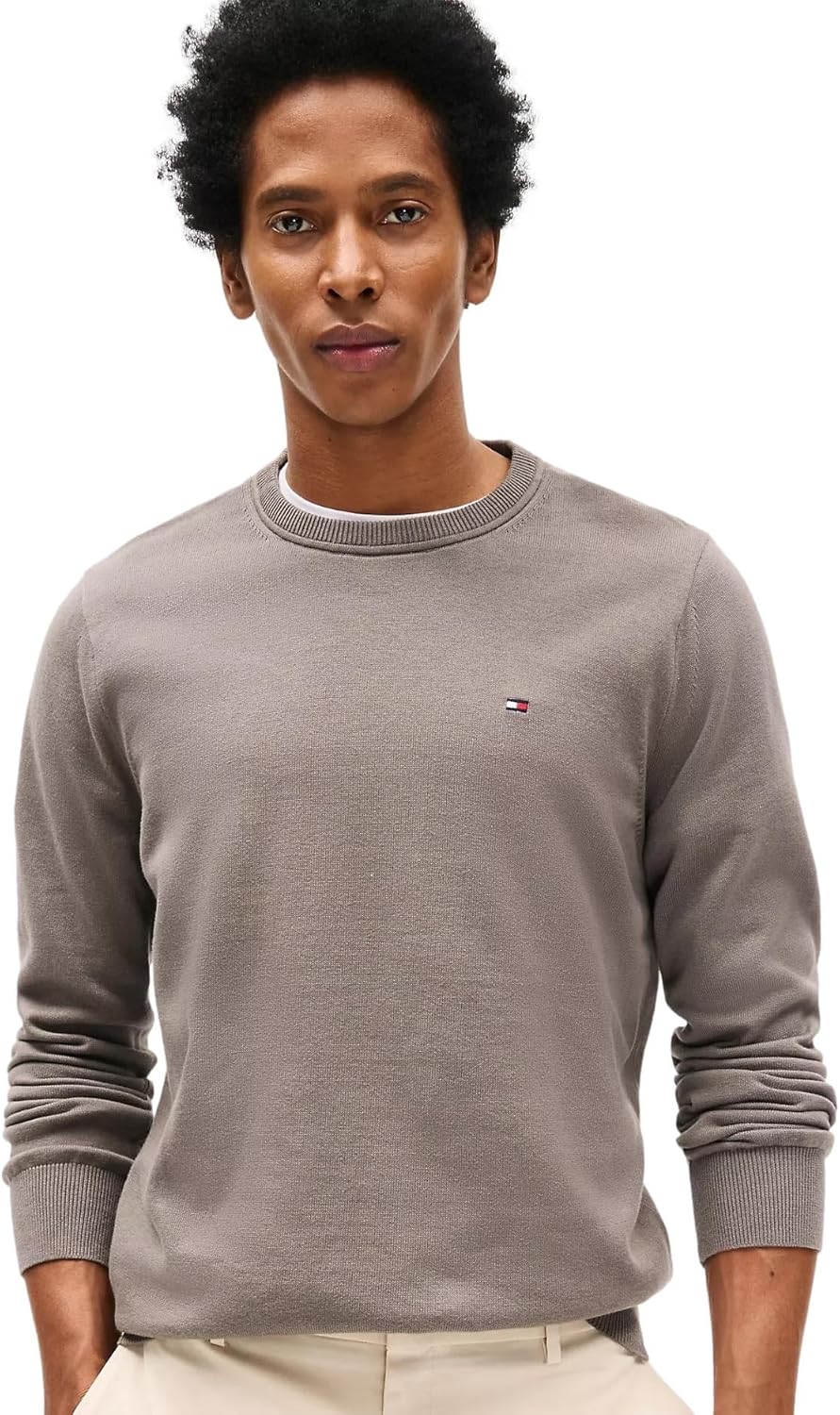 

Мужской фирменный однотонный свитер с круглым вырезом TOMMY HILFIGER из коллекции 2025 года, Shady Stone