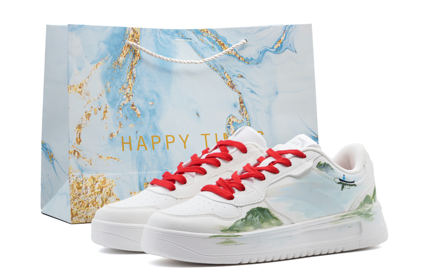 

ANTA Легкие кроссовки для скейтбординга Easy Synthetic Leather, Textile Cushioning Slip Resistant Low top Unisex бело-сине-желтые