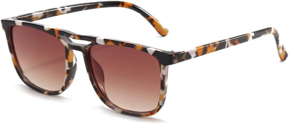 

Классические ретро солнцезащитные очки с двойной перемычкой для женщин, модные очки, трендовые солнцезащитные очки с леопардовым принтом для мужчин, очки UV400 MTZJH, Black Marble Pattern