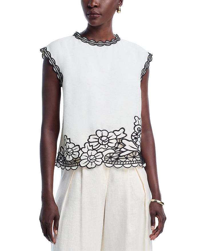 

Вышитый топ Poppy Elie Tahari, белый