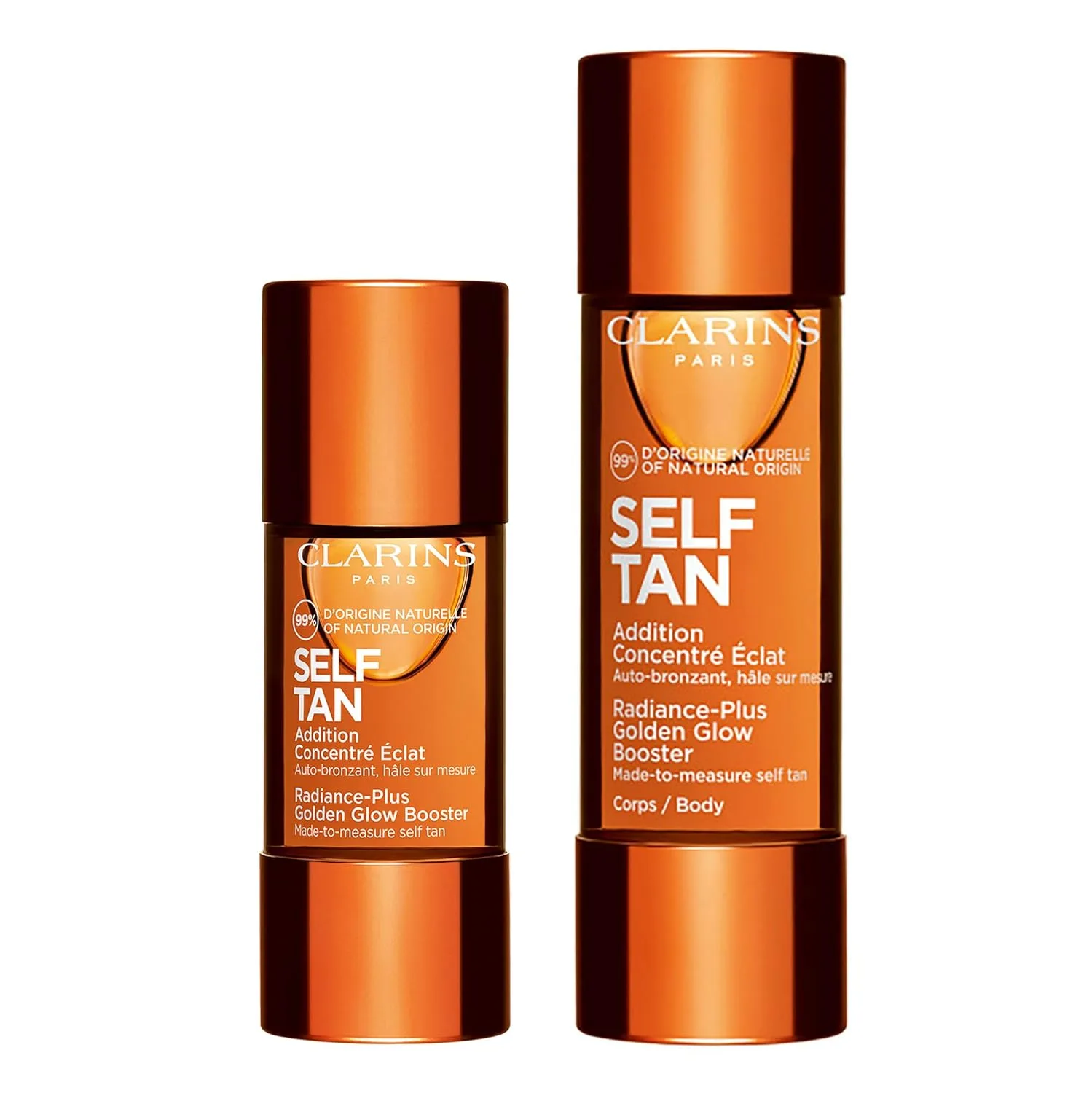 Clarins Self Tanning Face and Body Booster Bundle | Капли для автозагара для смешивания с увлажняющим кремом | Естественный, стойкий, ровный, накопительный загар | 99% натуральных ингредиентов | Для всех типов кожи