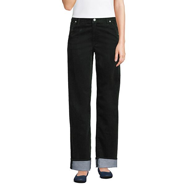 

Женские джинсы mid rise relaxed straight leg с манжетой Lands' End