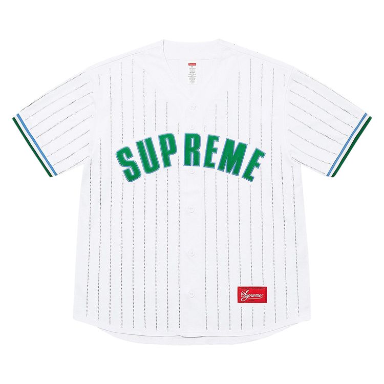 

Джерси Supreme Rhinestone Stripe Baseball Jersey White, белый