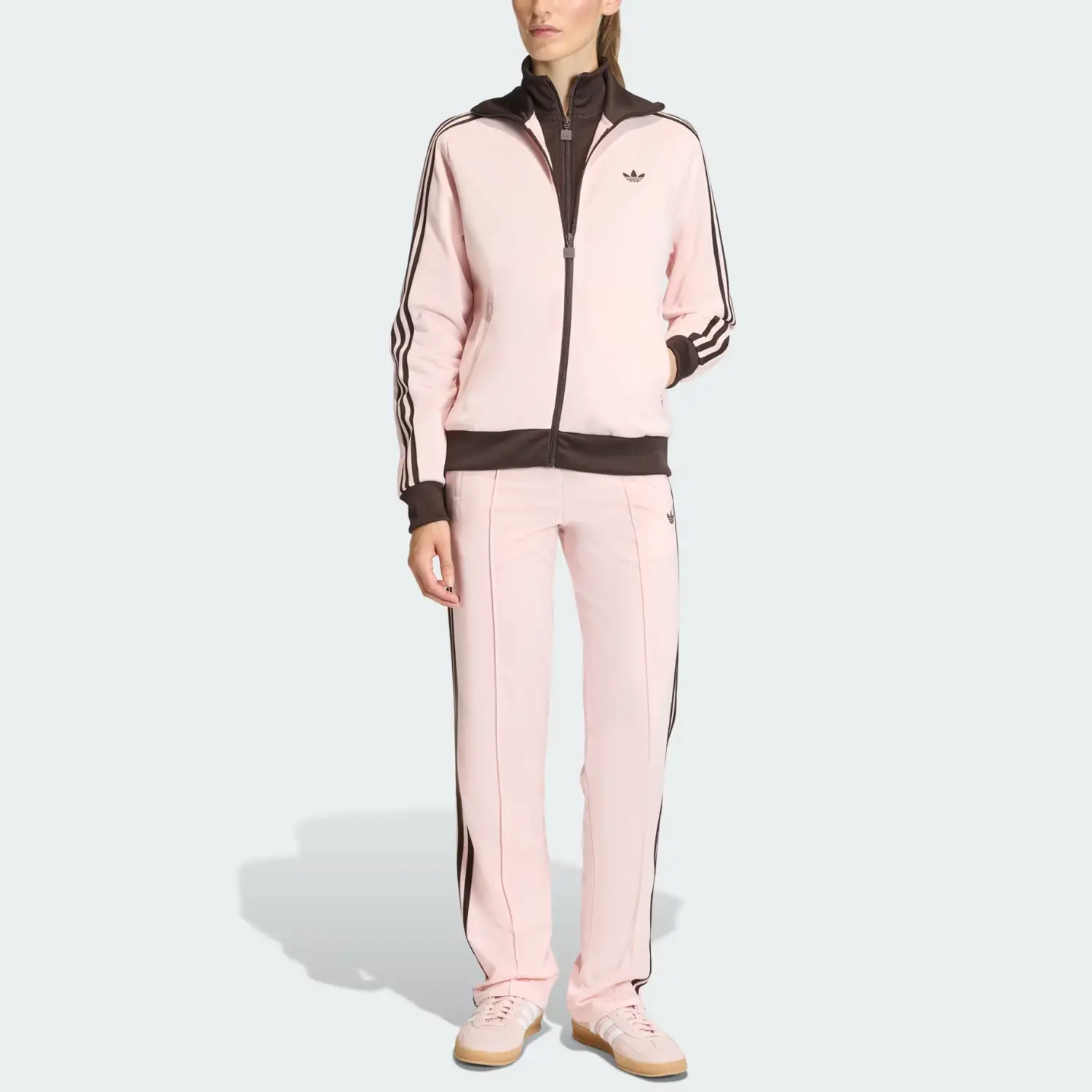 TRACK TOP FW25 Куртка женская Adidas Originals, sand розовый/aurora коричневый — фото 3