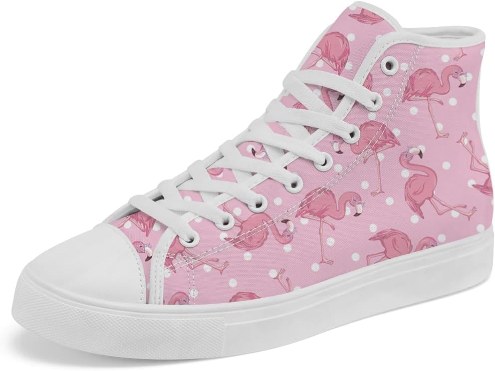 

Высокие кеды Flamingo для мужчин и женщин, тканевые кроссовки на шнуровке, повседневная обувь, подарок для мамы и папы Chebing, розовый