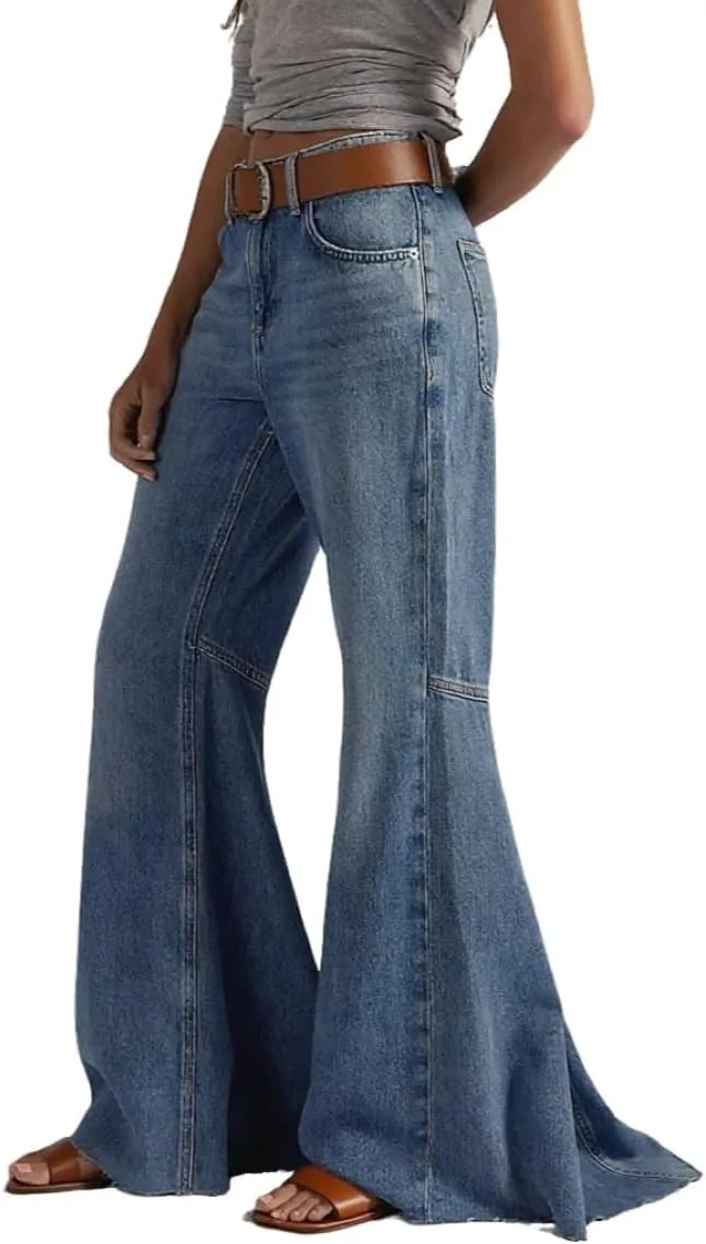 

CHARTOU Женские джинсы-клеш с пачворком