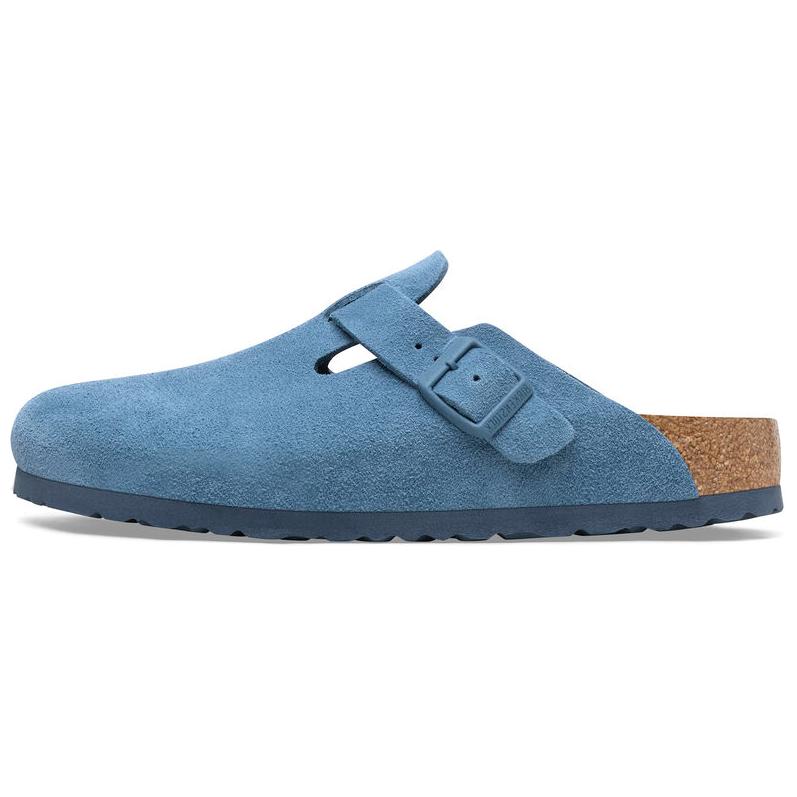 Бостонские тапочки из мягкой замши с узкой колодкой 'Elemental Blue' Birkenstock