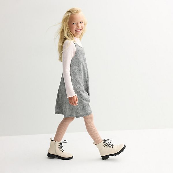 Детский комплект с воротником-стойкой: топ и платье Jumping Beans, Black Plaid Holiday — фото 2