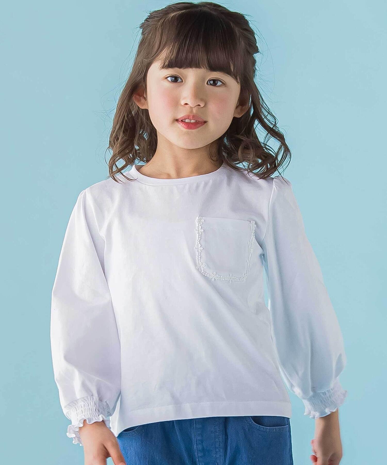 Длинная футболка Tenjiku с цветочным кружевом и карманами (95–150 см) BeBe Petits Pois Vert, White
