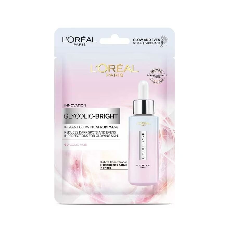 

L'Oreal Paris Glycolic-Bright Мгновенная сияющая маска-сыворотка 1'S, ขาว