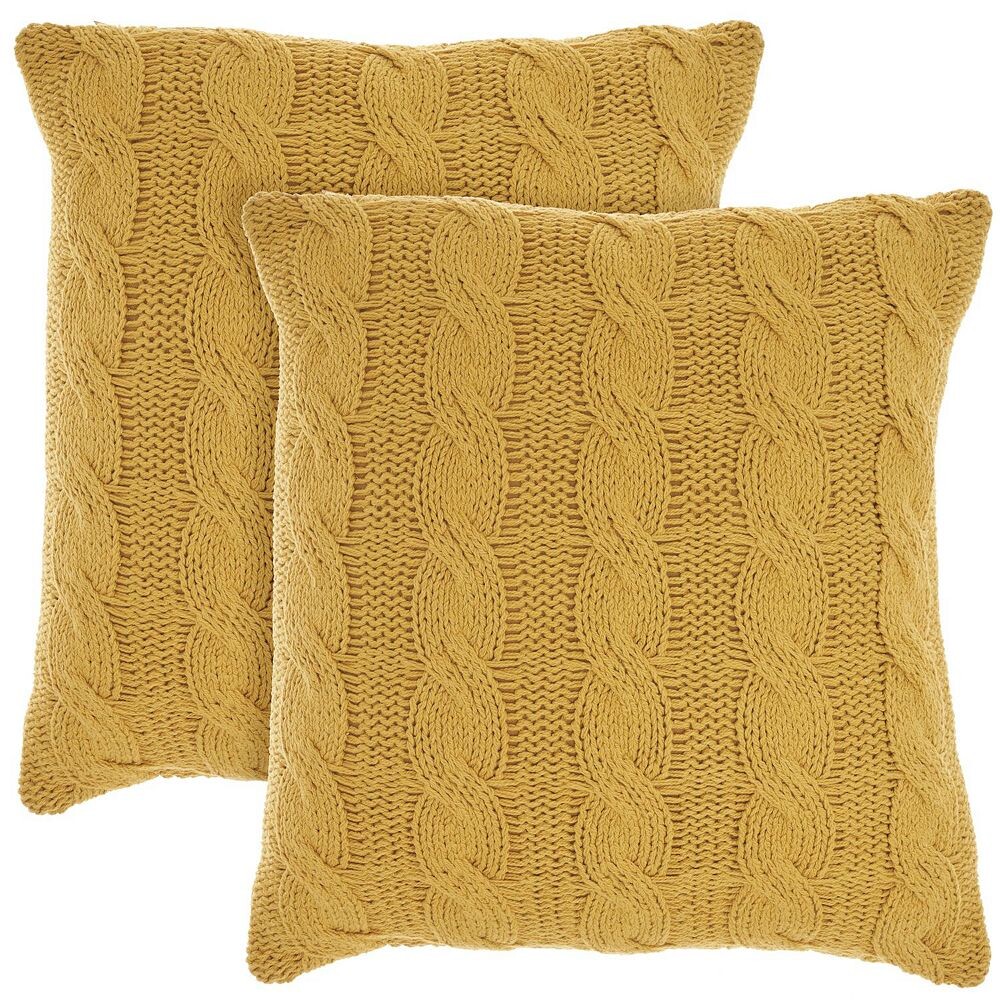 

Набор из 2 хлопковых вязаных декоративных подушек Mina Victory Life Styles для дома RugMarketPlace, желтый