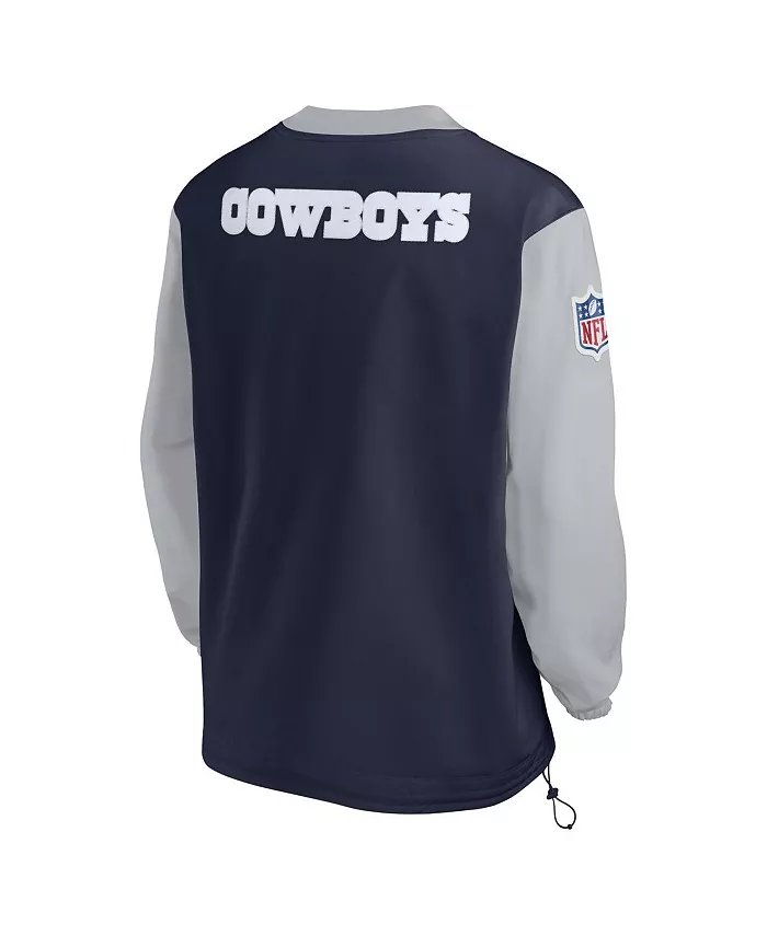 Толстовка Men's Navy Dallas Cowboys 2023 Sideline V-Neck Pullover Windshirt Nike — фото 2