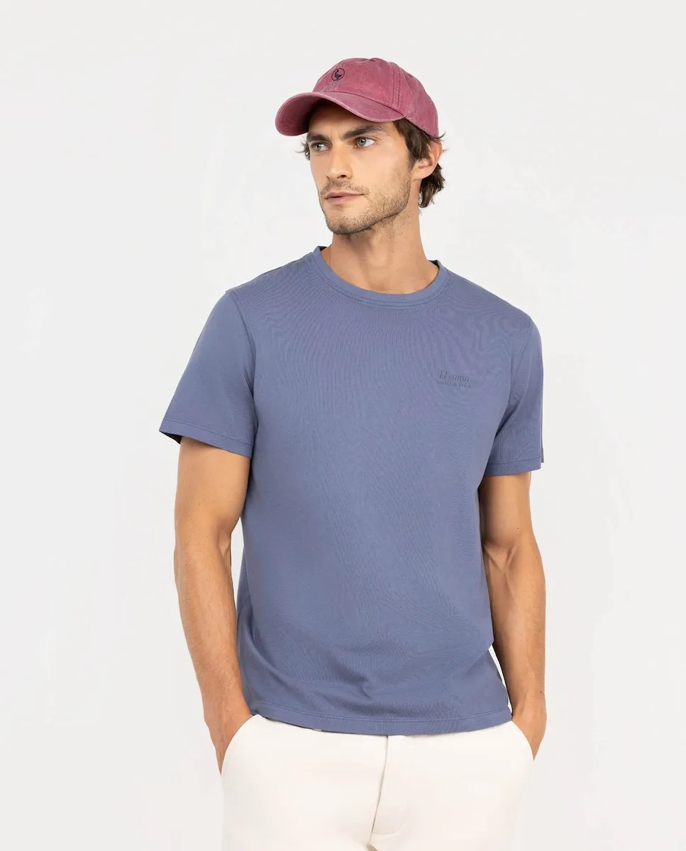 

Мужская однотонная футболка с надписью El Ganso, серебристо-голубой