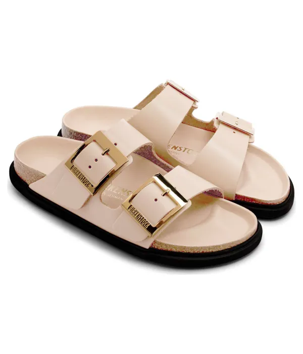 Кожаные тапочки Arizona Lena Narrow fit Birkenstock, бежевый — фото 3
