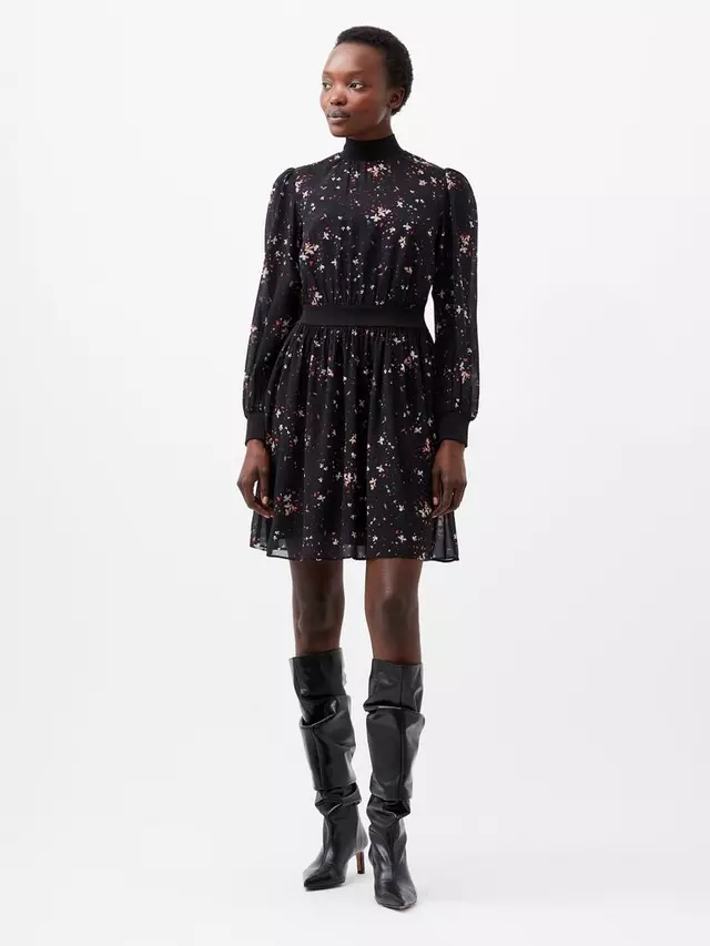 

Платье French Connection Carina Georgette High Neck, цвет black/multi