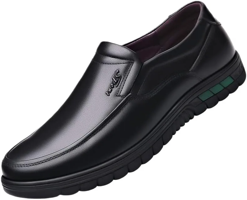 Men's Fashionable Casual Business Leather Shoes - Anti-Slip Comfortable, Suitable All Seasons, Lightweight Breathable Fusecottc, черный