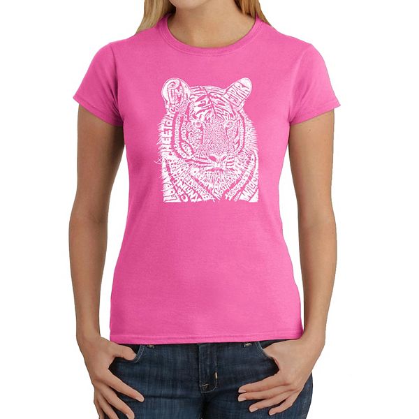

Футболка с принтом Women's word art - big cats La Pop Art, Pink, Розовый, Футболка с принтом Women's word art - big cats La Pop Art, Pink