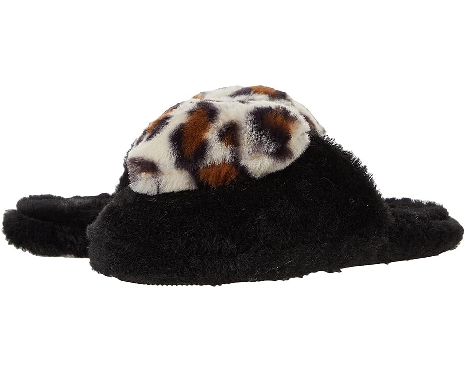 

Домашняя обувь Betsey Johnson Novelty Sherpa Scuff Slipper, цвет Black/Leopard Heart