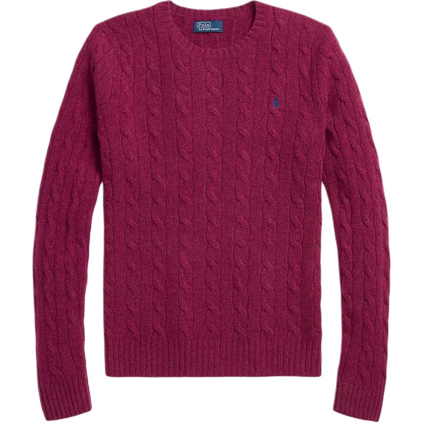 Пони с вышивкой свитер ажурной вязки Polo Ralph Lauren, фиолетовый — фото 3
