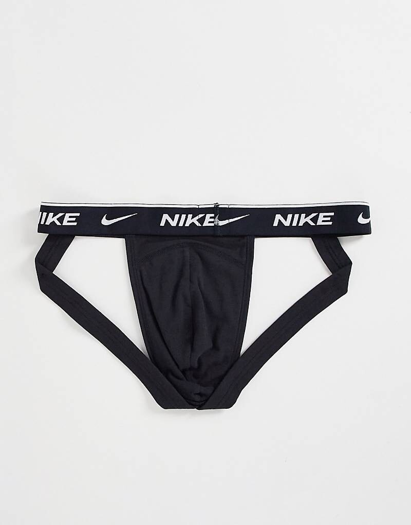 Черные хлопковые эластичные спортивные штаны из трех комплектов Nike — фото 2