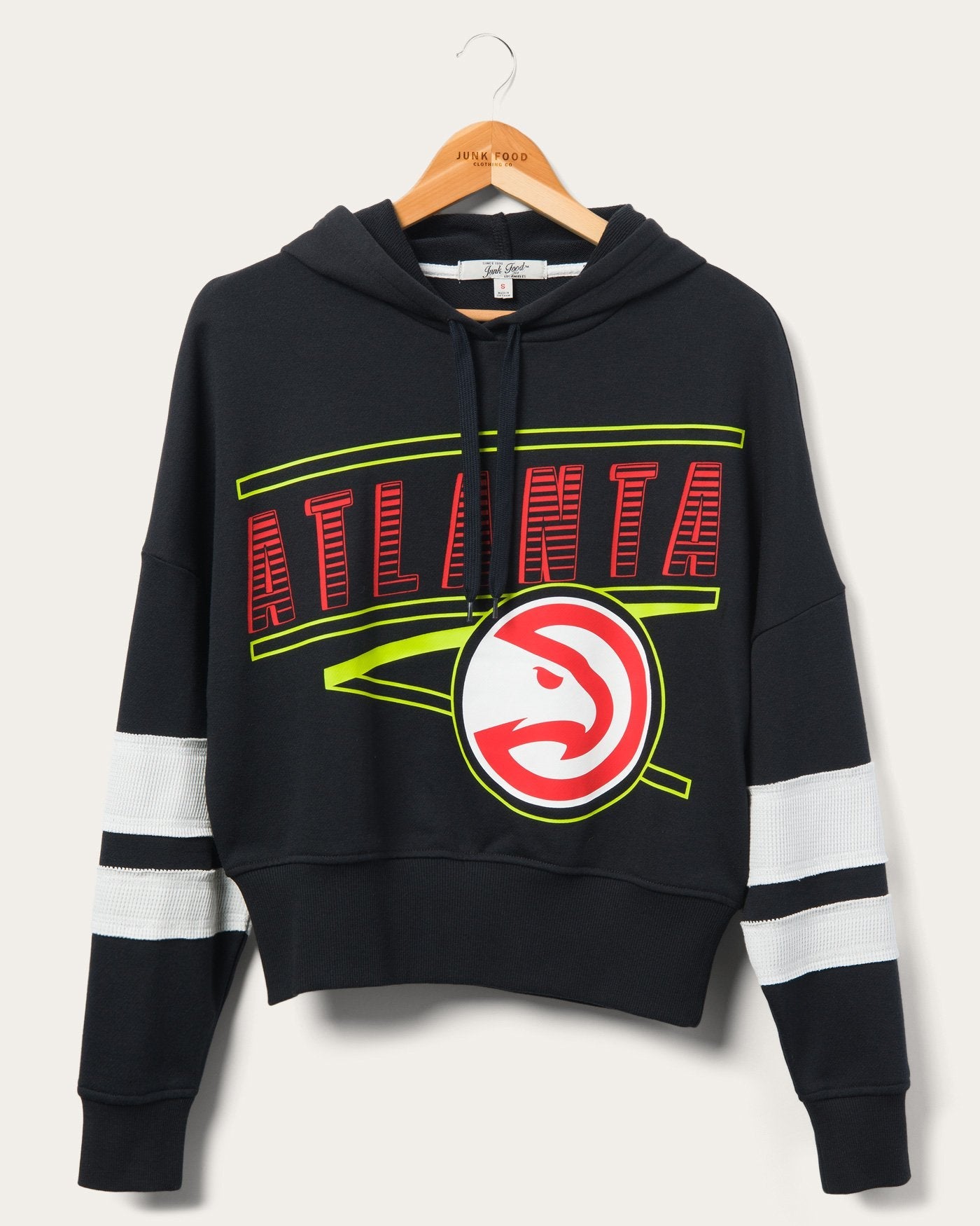 

Женская полосатая флисовая толстовка с капюшоном Hawks Overtime Junk Food Clothing, черный