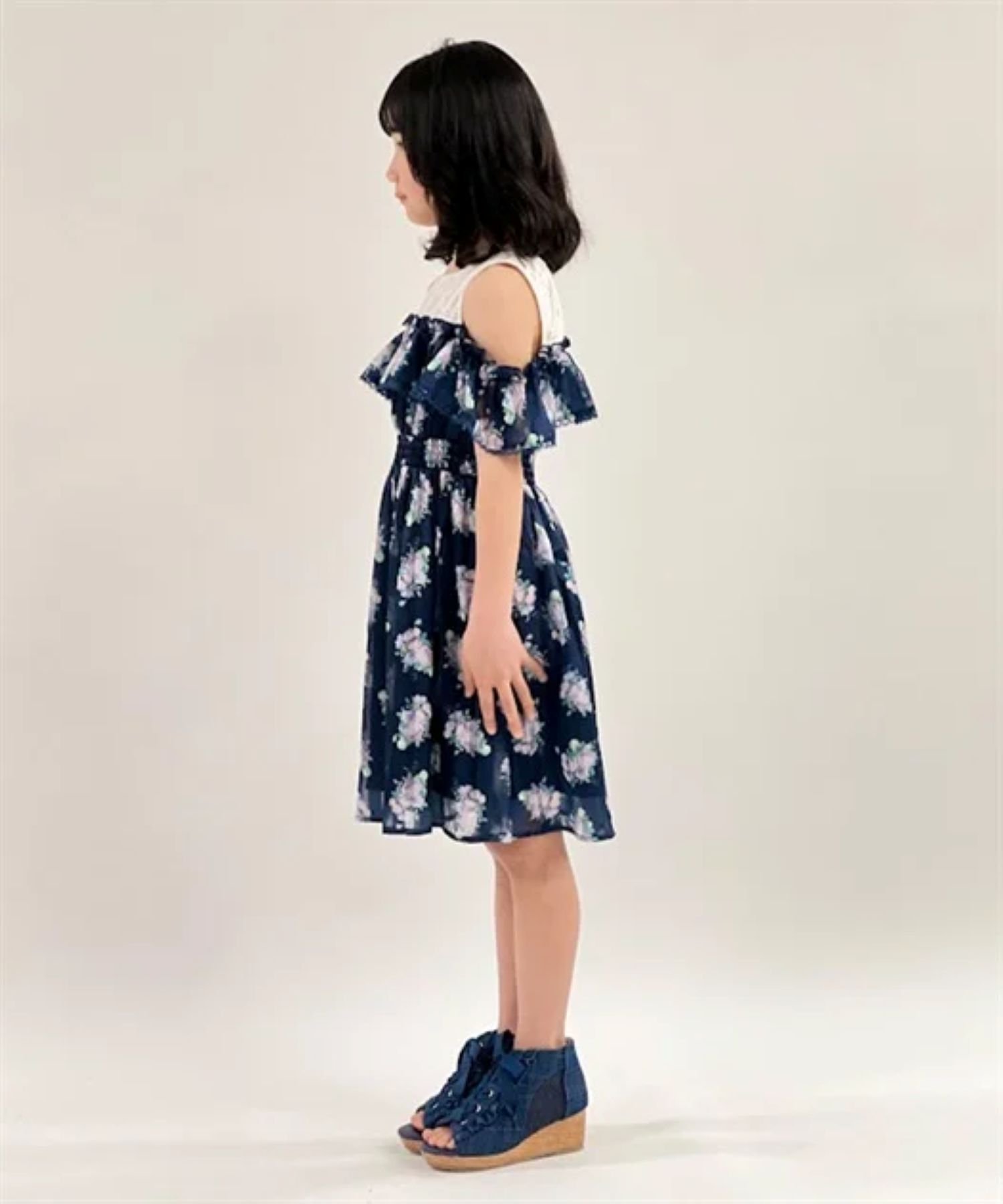 Платье с узором «мильфей» и розами Axes femme kids, Navy blue — фото 4