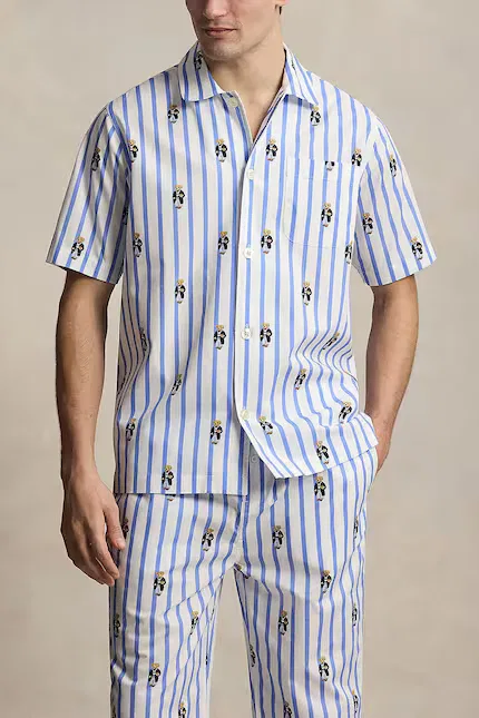Пижамная рубашка с узором Polo Ralph Lauren, синий