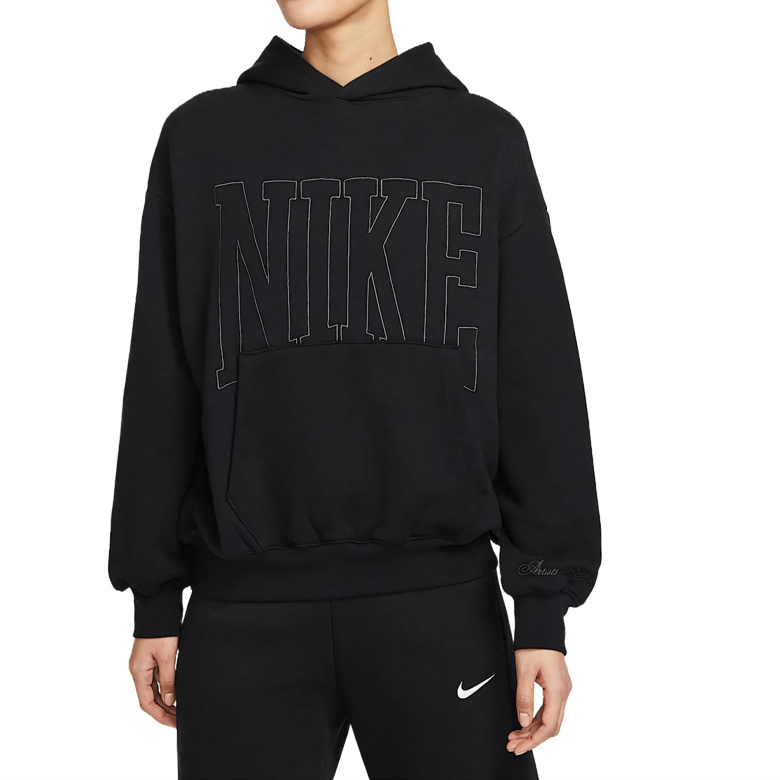 Спортивная одежда женская Over-Oversized French Terry толстовка с капюшоном Nike, черный — фото 3
