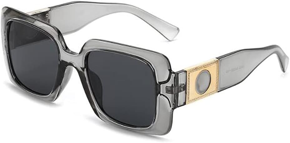 

Женские солнцезащитные очки с защитой от УФ-излучения, квадратной оправой с металлическими шарнирами (серая оправа, черные вкрапления) Angelastore, Black Frame Black Gray Flakes