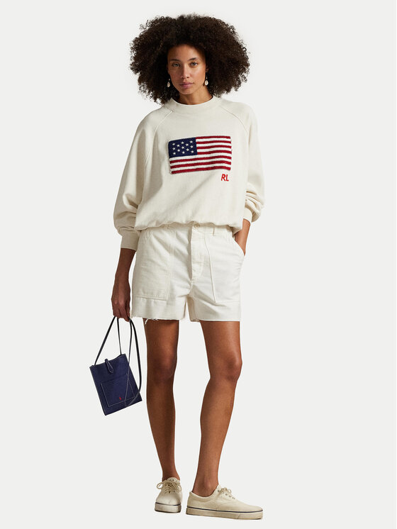 Шорты свободного кроя из ткани 211949934002 Polo Ralph Lauren, экрю — фото 2