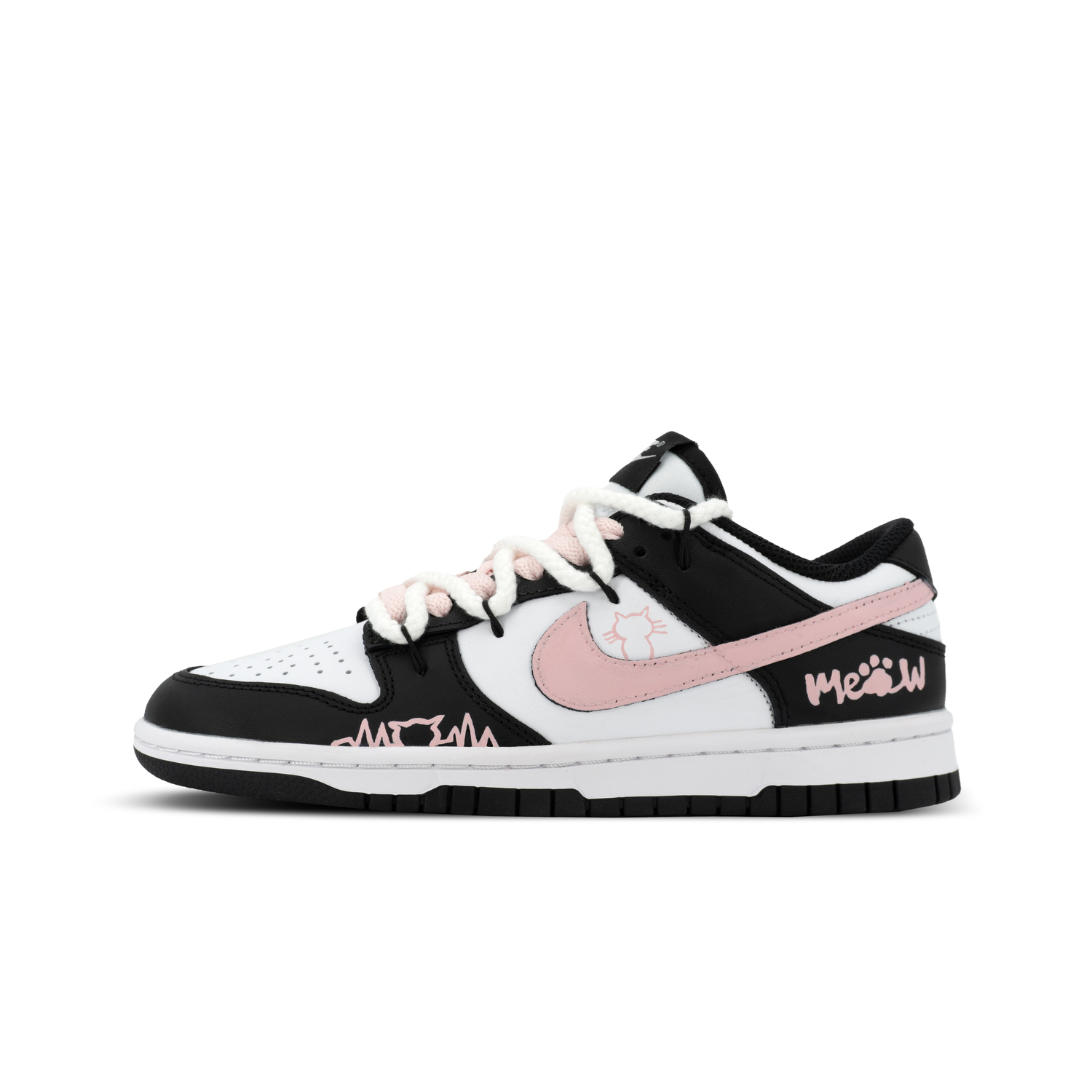 

Nike Кроссовки для скейтбординга Dunk Orangutan Mischief XJDD Sweet Kitten Low top, унисекс, черный с розовым принтом